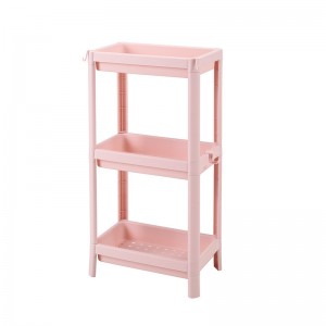 Roz raft pentru organizator de depozitare din plastic din bucătărie roz cu 3 niveluri